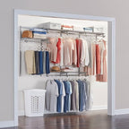 Rubbermaid Configurations Custom Closet Kit 4-8 Ft. Adjustable Metal Wire Shelving Titanium Finish Expandable Organization System Hardware Included for Home Closet/Pantry/Laundry/Mudroom