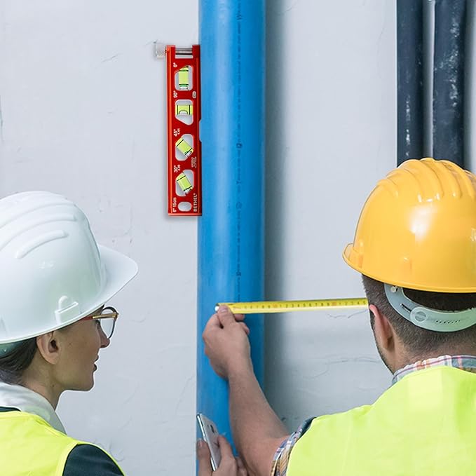 BETHEL 6 Inch Magnetic Torpedo Level with 4 Bubble Vials, V-Groove & Magnetic Rails, Orange Aluminum Alloy Construction