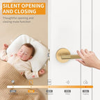 Amerdeco 1 Pack Champagne Bronze Door Handles Interior, Knurled Privacy Door Handles, Heavy Duty Door Lever for Bedroom or Bathroom, Reversible Keyless for Left Right Handed Doors AM0016