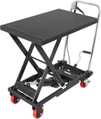 VEVOR Hydraulic Lift Table Cart, 500lbs Capacity 28.5" Lifting Height, Manual Single Scissor Lift Table with 4 Wheels and Non-Slip Pad, Hydraulic Scissor Cart for Material Handling, Black