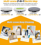 qimedo 6000mAh Battery Cordless Electric Mop M1 Pro, 800RPM Electric Power Scrubber & Mops for Floor Cleaning, Automatic Spin Mops with Smart Display,Rotating Mop with LED Light & Water Spray