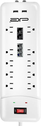 Digital Energy 10-Outlet Straight Plug 4050 Joules Heavy Duty Surge Protector (15 FT, WHT)