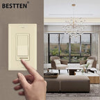 BESTTEN 2 Pack Almond Dimmer Wall Light Switch, Compatible with Dimmable LED, CFL, Incandescent and Halogen Bulb, Single Pole or 3-Way Dimmer Switches, 120VAC, Decorator Wall Plate Included,