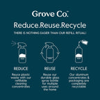 Grove Co. Multi Purpose Cleaner, Refill Concentrate (2 x 1 Oz) + Glass Spray Bottle (16 Oz), Plant-based Household Cleaning Supplies Bundle, No Plastic Waste, 100% Natural Lemon & Eucalyptus Scent