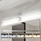 Ensenior Modern Bathroom Vanity Light 48 Inch, Built-in Dimmer, 28W Dimmable 5CCT LED Light Fixture Over Mirror, Matte Grey Bar for Mirror Cabinets Bedroom - FCC Certificated