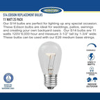 Novelty Lights 5 Pack S14 Outdoor Patio Edison Replacement Bulbs, E26 Medium Base, Clear, 11 Watt