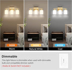 Gold Bathroom Light Fixtures, 3-Light Modern Vanity Light Over Mirror, Wall Sconces with Milky White Frosted Glass Shades, E26 Socket (Bulbs Not Included)