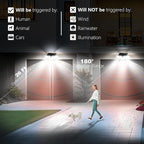 AmeriTop Solar Lights Outdoor, 2 Pack LED High Brightness Cordless Solar Motion Sensor Lights; 3 Adjustable Heads, 270° Wide Angle Illumination, IP65 Waterproof, Security LED Wall Light(Daylight)