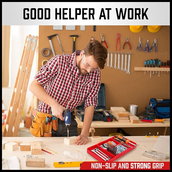 SEDY Premium Silicone Tool Tray, Automotive Non-Slip Flexible Silicone Tool Trays, Tool Organizer | 2 Piece Multi Purpose Mats with Magnetic Small parts Tray