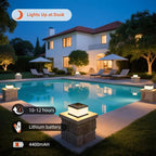 Solar Post Lights Outdoor, 9.8'' Pillar Cap Lights IP54 Waterproof, 3000K LED Column Light Modern Dusk to Dawn Lamp, Fence Lantern Posts Outdoor Lighting Lamps Fixture for Garden Pathway Driveway