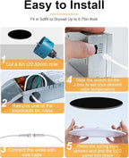 ZYC 8 Inch Recessed Lighting - 18W 1802LM Black Recessed Lighting,Dimmable 5CCT 2700K/3000K/3500K/4000K/5000K Selectable,IC Rated,Ultra-Thin Dimmable Canless Wafer Downlight Pack of 6 White.