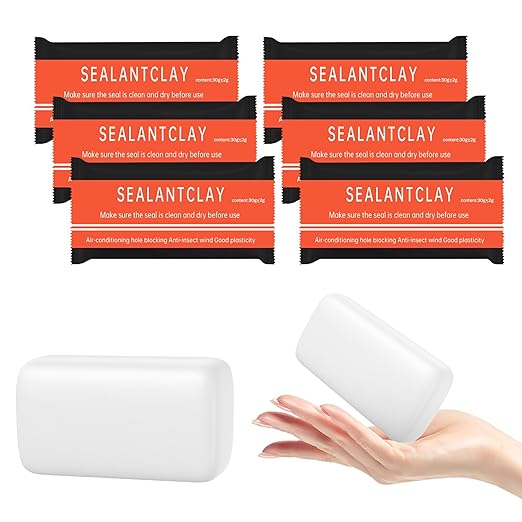 6 Pack White Seal Putty Quick Mending Waterproof White Sealant Putty - Ideal Sealing Clay for Air Conditioning Gaps, Drain Pipes & Duct Repair，Duct Seal Repair