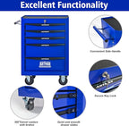 5 Drawers Rolling Tool Box on Wheels, Multifunctional Tool Chest Cabinet with Lock, Drawers Rolling Tool Cart Trolley Organizer Tool Storage Case for Warehouse,Garage,Workshop (Blue)