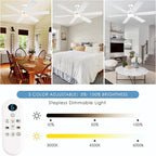 56inch Modern White Ceiling Fans with Lights and Remote/App Control, Dimmable LED, Reversible DC Motor, Noiseless, 6 Double-side Blade Low Profile Ceiling Fan for Livingroom Indoor/Outdoor Use
