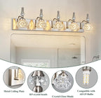 Modern Glass Crystal Vanity Light - Vintage Bathroom Lighting Fixtures Over Mirror, 5 Light Vanity Lights G9 Bulb (35.43 Inch, Nickel)