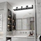 Tipace Dimmable Black LED Vanity Light for Bathroom Up and Down 4 Lights Black Modern Bathroom Wall Light Fixtures Over Mirror(White Light 6000K)