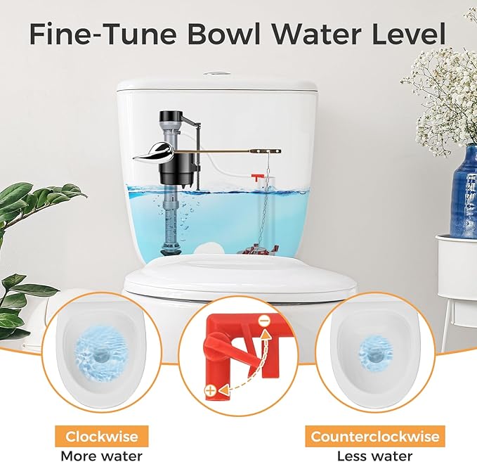 Universal Toilet Flusher Replacement Kit, Toilet Fill Valve Replacement Kit, Toilet Parts Inside Tank Kit, Adjustable, Quiet and Easy to Install (2-Pack)