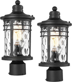 Darkaway Outdoor Post Lights Lamp Posts Outdoor Lighting, Aluminum Post Lights Outdoor Light Fixtures with Water Ripple Glass, Pole Light for Outside Patio Yard Garden