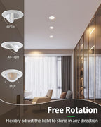 zouzai 3 Inch 5CCT Gimbal Led Recessed Lighting with Junction Box, 2700K/3000K/3500K/4000K/5000K Selectable, 7W Eqv 80W, 360°+90° Adjustable Recessed Lights, 798LM Brightness - ETL (White, 1 Pack)