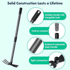 Hoe Garden Tool,45 Inch Long Garden Hoe and Cultivator, Garden Hand Tiller with Long Handle,Heavy Duty Garden Tools Hoe Cultivator for Gardening,Weeding, Tilling,Lossening Soil,Planting