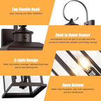 2Pack Dusk to Dawn Outdoor Wall Light Fixture, 24in Bronze Large 3-Light Modern Porch Lantern, Waterproof Exterior Lighting Sconce Wall Mount, Outside Lamp for House Garage Patio E12 Base