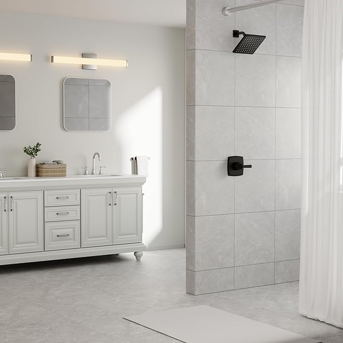 Replacement for D Faucet 14 Series Single-Function Shower Valve Trim Kit, Matte Black Shower Trim Kit Shower Handle T14064-BL(Without Cartridge)