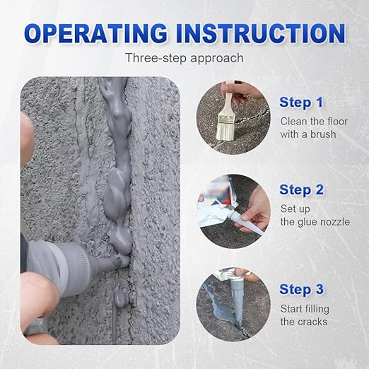 2026 New Concrete Crack Filler, Heavy-Duty Concrete Crack Repair Adhesive with Fill Tip– Quick-Drying Waterproof Sealer for Outdoor Concretes, Home Repairs, and Renovations (Grey, 500G)