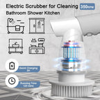 Electric Spin Scrubber, Bathroom Shower Electric Scrubber for Cleaning Tub/Tile/Floor/Sink/Window, Power Cleaning Brush Rechargeable Cordless with 4 Replaceable Cleaner Brush Heads