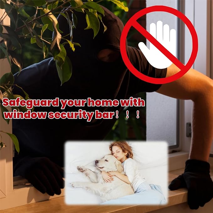 Window Security Bar, 2-in-1 Adjustable 17.9 to 51 Inch Slidingdoor Security Bar Security Bar for Home Pet Children Women Security Balcony Sliding Door Patio Door Security Apartment Window 2pack Black