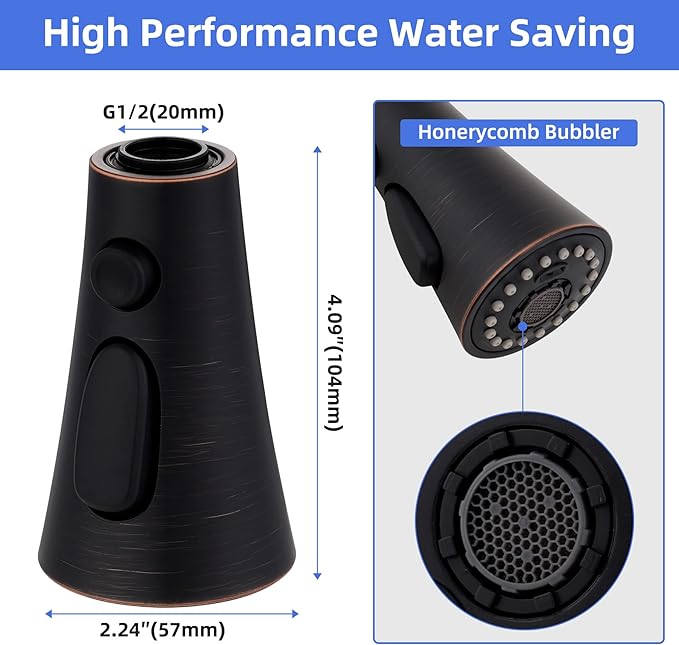 iFealClear Kitchen Faucet Head Replacement, 3 Modes Pull Down Faucet Spray Head Replacement Compatible with Moen Delta Kitchen Sink Faucet, 15 Adapters Available, Oil Rubbed Bronze