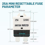 NuIth Manual Reset Mini Fuse Circuit Breakers 25A, E39 Low Profile ATO/ATC Circuit Breaker Blade Fuse 12V-32V DC 25A Re-settable Standard Blade Fuses for Car Truck RV Marine (2PCS-25A)
