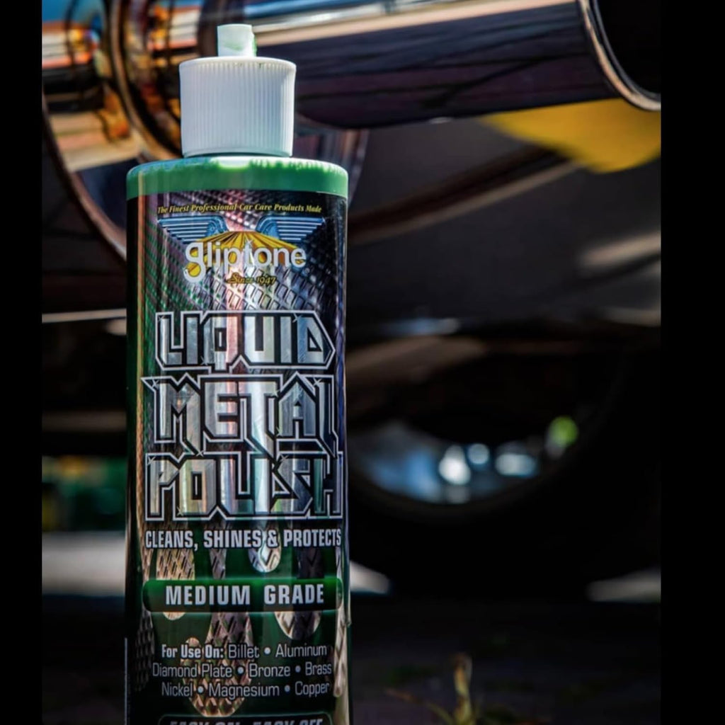 Gliptone Liquid Metal Polish (Medium Grade) 16 Fl Oz, Restores Brilliant Shine to Billet, Aluminum, Diamond Plate, Bronze, Brass, Nickel, Magnesium & Copper, No Ammonia, Acid or Water
