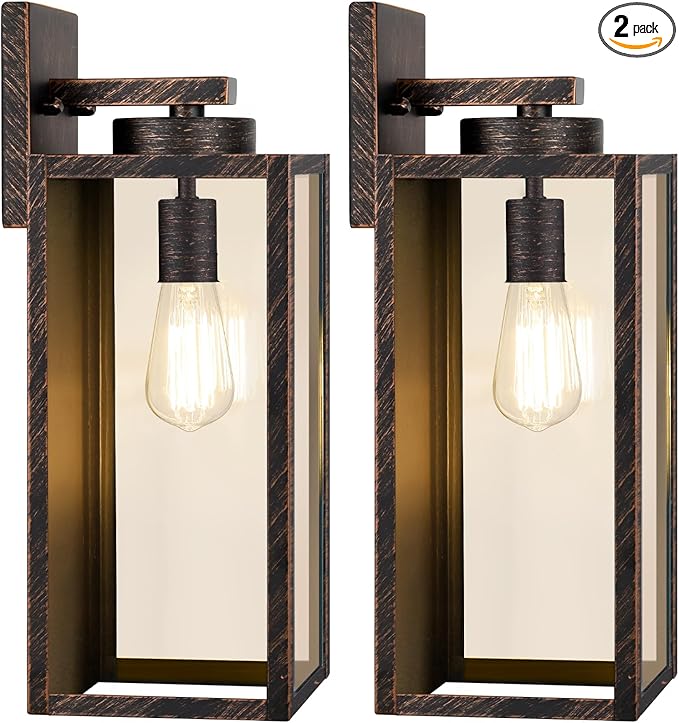 Large Size Outdoor Wall Light Fixtures, Exterior Lighting Fixtures Porch Sconces Wall Mounted, Waterproof Outdoor Wall Lanterns, Outside Lights for House Patio Front Door Entryway, Distressed Brown