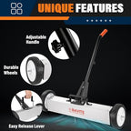 E BAVITE Nail Magnetic Sweeper,17 Inches Heavy Duty Telescopic Magnet Broom Large Rolling Nail Finder Magnet Tools with Wheels Cleanup and Long Adjustable Handle for Construction Yard