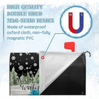 Hello Winter Cat Magnetic Mailbox Covers Standard Size 21x18 Inch Snowflakes Pine Tree Post Box Mailbox Wraps Cute Cat Cover Outdoor Decor for Garden Yard