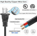 10 FT 2 Prong Extension Cord,Black Extension Cord 10 ft Indoor or Outdoor, Male/Female Power Cable for NEMA 1-15P to NEMA 1-15R,Extension Cable 2 Pack