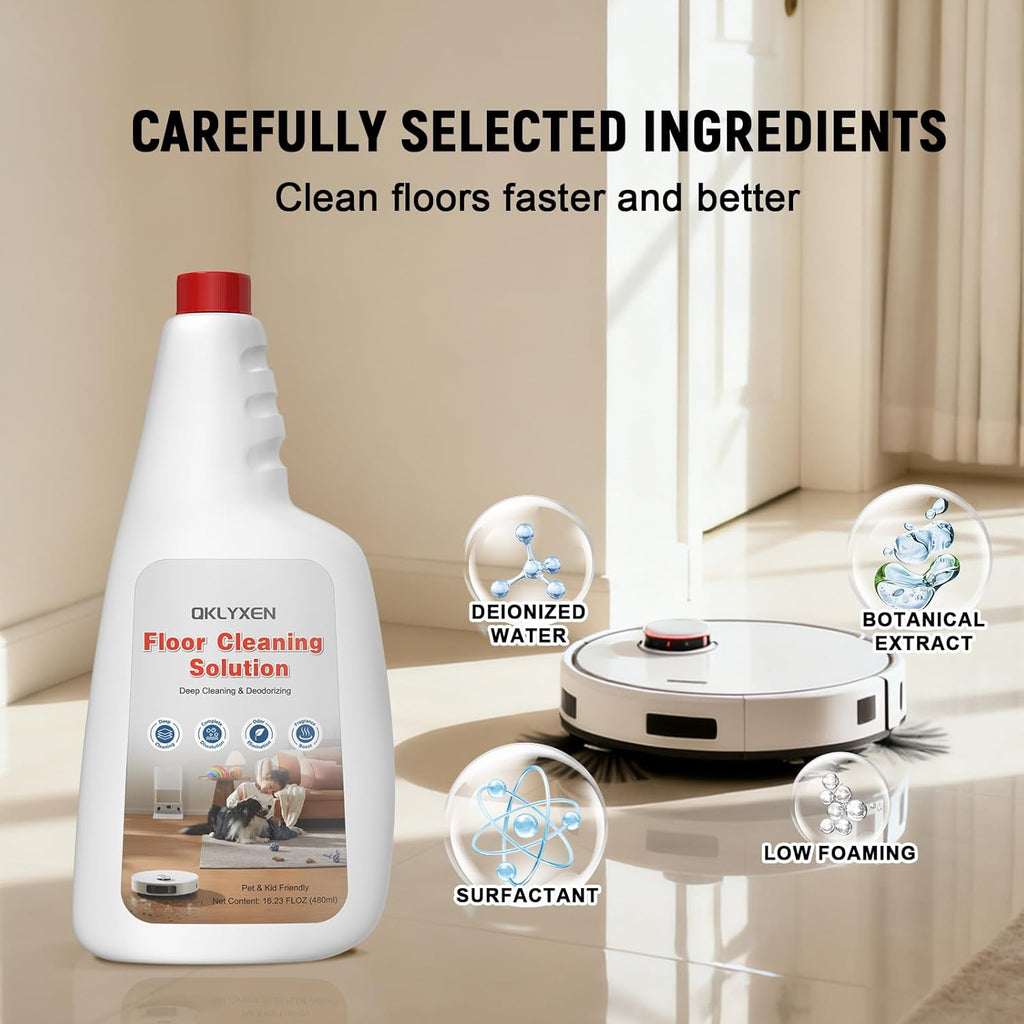 Floor Cleaning Solution Compatible With Roborock Robot Vacuum and Mop Cleaner (Qrevo/Q7/Q10/Saros 10R), Deep Cleans For Multiple Hard Floor, Suitable for All Robot Vacuum With Mopping (Original)