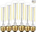 LiteHistory E26 LED Bulb 4W Equal 40 Watt Light Bulbs Daylight 5000K E26 Edison Bulb AC120V 400lm Dimmable 5 Inch T10 led Bulb Tubular for Rustic Pendant,Chandeliers,Wall sconces Pack of 6