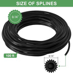 Window Screen Repair Kit, Screen Door Repair Kit, 0.14"X100' Screen Spline for Window Screen, 5 in 1 Screen Replacement Kit, Screen Roller Tool Round Retainer Spline Removal Hook Ruler Cutter