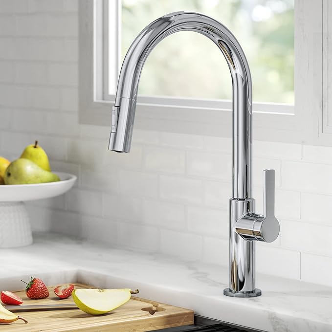 KRAUS Oletto Single Handle Pull Down Kitchen Faucet in Chrome, KPF-2820CH