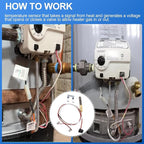 Minivolt Thermopile for Water Heater, Minivolt Thermopile Replacement Part Compatible with Reliance, Whirlpool, AO Smith, Kenmore Water Heater Replace# 100112330 9007876 9007877 300 301 Series