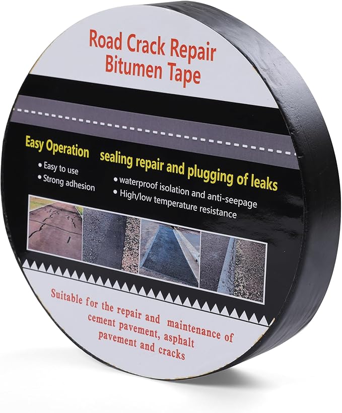 Boshen 1 Roll 1.57in x 33 FT Asphalt Crack Tape Self-Adhesive Asphalt Crack Filler Asphalt Joint Repair for Driveway Parking Lot Roof Asphalt Cement Road(3mm Thick), No Torch Required