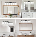 6-Light Black Vanity Lights for Bathroom, Modern Bathroom Vanity Lighting Fixtures Over Mirror, Bathroom Light Fixtures for Bathroom Mirror, Living Room, Hallway, Vanity Table, E26 Base