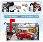 Winter Snowman Mailbox Covers Magnetic Large Size Merry Christmas Truck Mailbox Cover Pine Tree Snow Mailbox Wraps Mailbox Post Cover Oversized Graden Decor Waterproof 25.5 X21 Inch