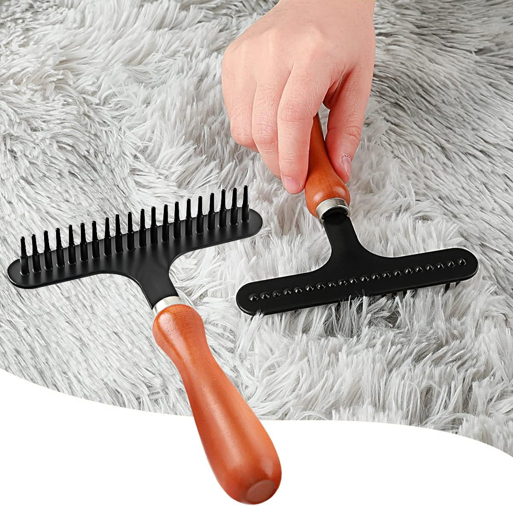 Hand Held Carpet Rake, Making Carpets Fluffy Again, Clean Hair, Let Carpet Restore Softness (Iron, Black)