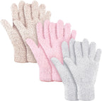 Patelai 3 Pairs Microfiber Plant Dusting Gloves Leaf Cleaning Gloves for Indoor Plants, Blinds, Furniture, House (Small,Pink, Nude, White)