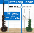 Impresa Garbage Disposal Cleaning Brush with Extra Long Handle - Eliminates Residue, Odor, and Build Up - Drain Cleaner Brush for Kitchen Sink (15 x 4 in Garbage Disposal Cleaner)
