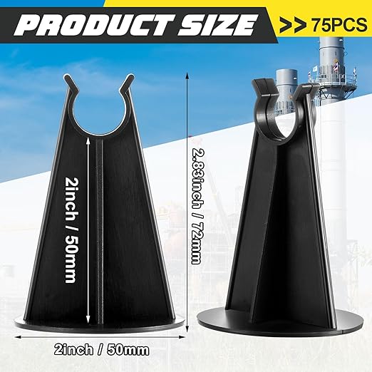 200 Pieces 2-1/4 Inch Length x 1.97 Diameter for Plastic Rebar Chair #3 to #5 Black Heavy Construction Concrete Tool