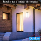 Modern Black Outdoor Wall Light Fixtures, 18/20/22W Porch Lights, IP65 Waterproof, 3-Color Temp Adjustable, Dawn to Dusk Exterior Sconces for House, Front Door, Rectangular Wall Mount