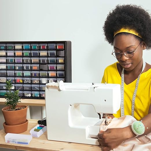 Akro-Mils 44-Drawer Plastic Drawer Storage Cabinet for Garage Organization, Bead Organizer, Building Bricks Storage, Teacher Toolbox, Makeup Organizer, 20" W x 6" D x 16" H, 10144 Black